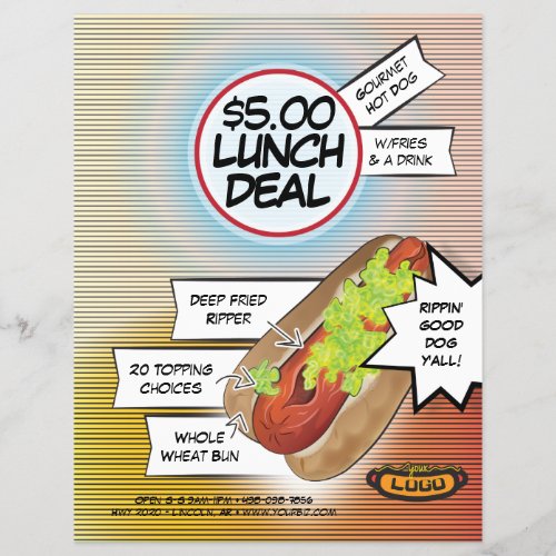 Hot Dog Lunch Deal Flyer