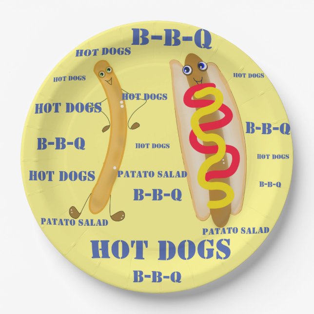 hot dog mad fun cartoon  paper plates (Front)