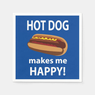 Hot Dog Makes Me Happy Hot Dog BBQ Party Napkins