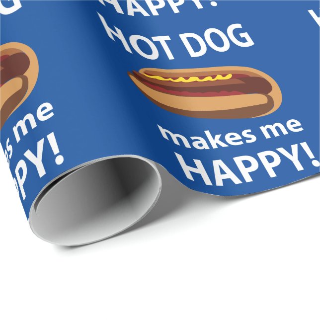 Hot Dog Makes Me Happy Hot Dog Wrapping Paper (Roll Corner)
