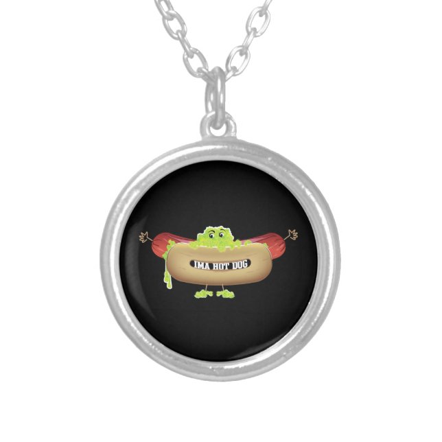 HOT DOG MAN SILVER PLATED NECKLACE (Front)