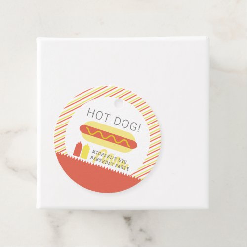 HOT DOG Modern Red  Yellow Birthday Favor Tags