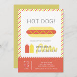 HOT DOG! Modern Red & Yellow Kids Birthday Invitation<br><div class="desc">This simple and modern " Hot Dog! " kid's birthday invitation features a hot dog, bottles of ketchap and mustard on a white background framed by red and yellow diagonal stripes. The reverse side features a mustard yellow background. Personalize for your needs. You can find more matching products at my...</div>