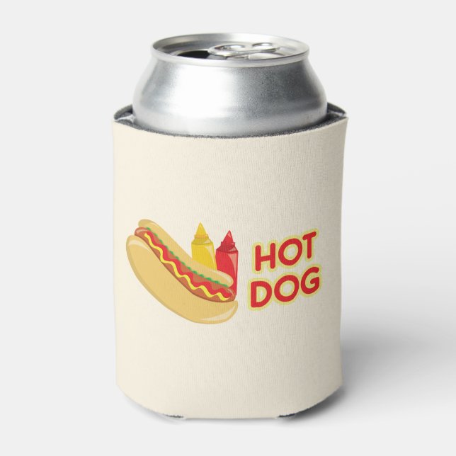 Hot Dog Mustard Ketchup Condiments Personalized Can Cooler (Can Front)