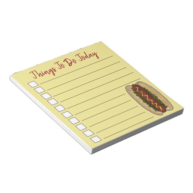 Hot Dog Mustard Relish Foodie To Do List Notepad (Angled)