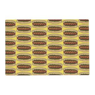 Hot Dog Mustard Relish Frankfurter Hotdog Weiner Placemat