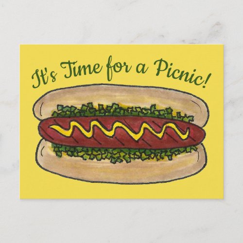 Hot Dog Neighborhood Reunion Picnic Cookout Party Invitation Postcard