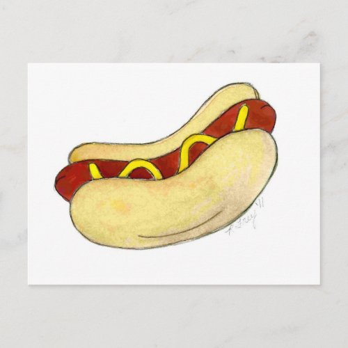 Hot Dog NYC New York Hotdog w Mustard on Bun Postcard
