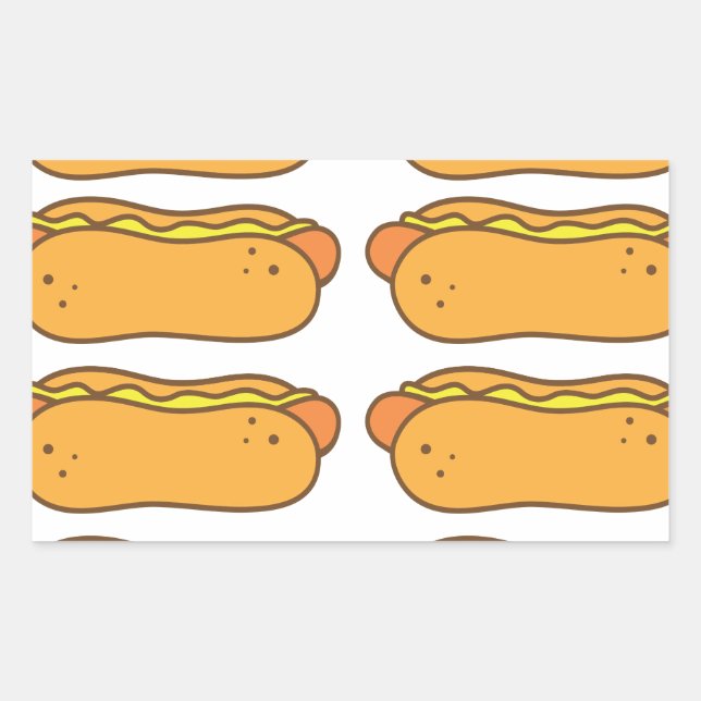 Hot dog on a bun rectangular sticker (Front)