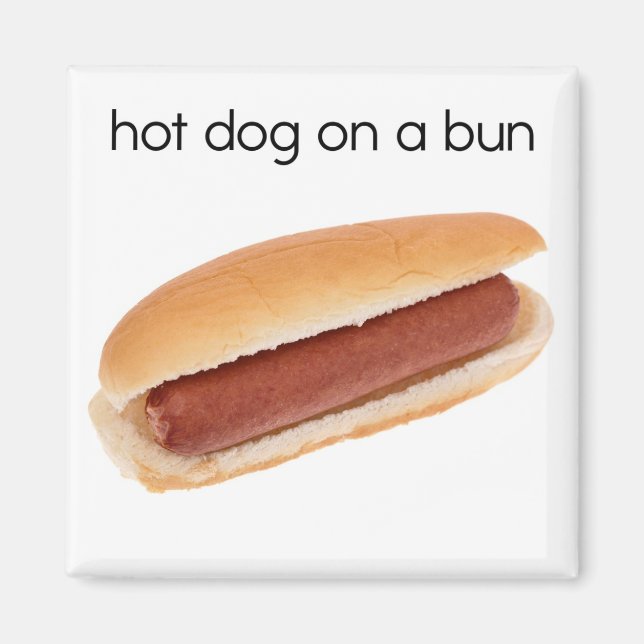 Hot Dog on a Bun Refrigerator Magnet (Front)