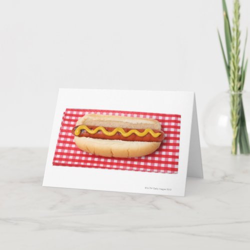 Hot Dog on Checkered Picnic Table Card