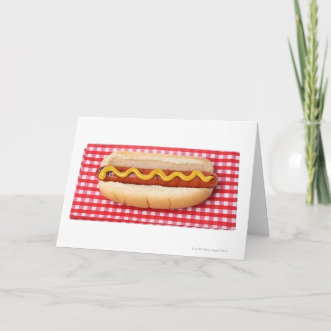 Hot Dog on Checkered Picnic Table Card (Front)