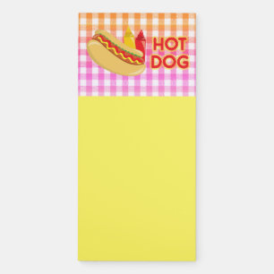 Hot Dog on Gingham Picnic Tablecloth w/ Condiments Magnetic Notepad