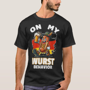Hot Dog On My Wurst Behavior Funny German Men T-Shirt