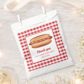 Hot Dog On Red Gingham Birthday Thank You Favor Bag (Clipped)