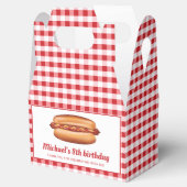 Hot Dog On Red Gingham Birthday Thank You Favor Boxes (Opened)