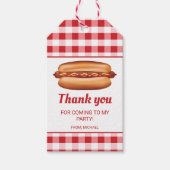 Hot Dog On Red Gingham Birthday Thank You Gift Tags (Front)