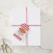 Hot Dog On Red Gingham Birthday Thank You Gift Tags (With Twine)