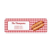 Hot Dog On Red Gingham With Custom Text Label (Front)