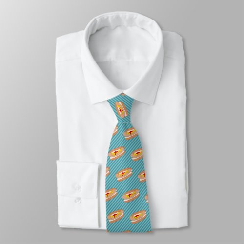 Hot Dog on Your Chosen Color _ Novelty Food Theme Neck Tie