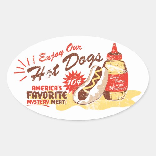 Hot Dog Oval Stickers