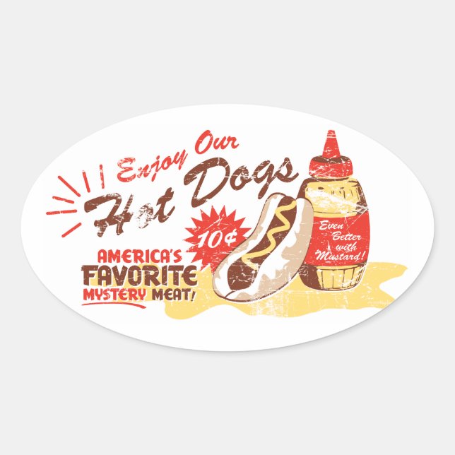 Hot Dog Oval Stickers (Front)