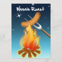 Hot Dog Over Campfire Weenie Roast Invitation