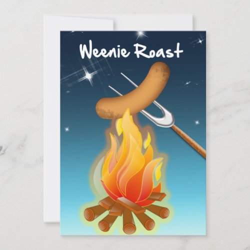 Hot Dog Over Campfire Weenie Roast Invitation