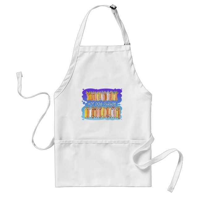 Hot Dog Parade with blue background Adult Apron (Front)