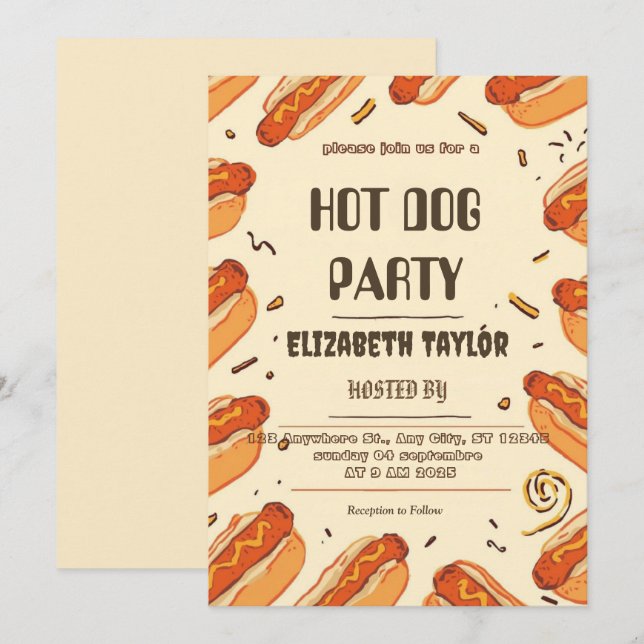 Hot Dog Party Invitation – Fun Food Celebration (Front/Back)