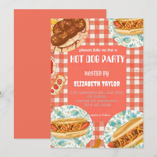Hot Dog Party Invitation – Fun Food Celebration (Front/Back)