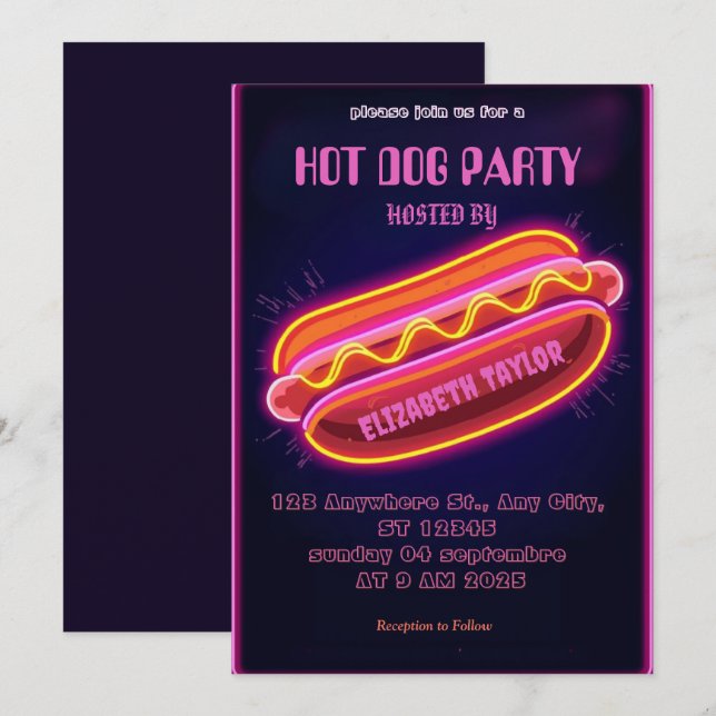 Hot Dog Party Invitation – Fun Food Celebration (Front/Back)