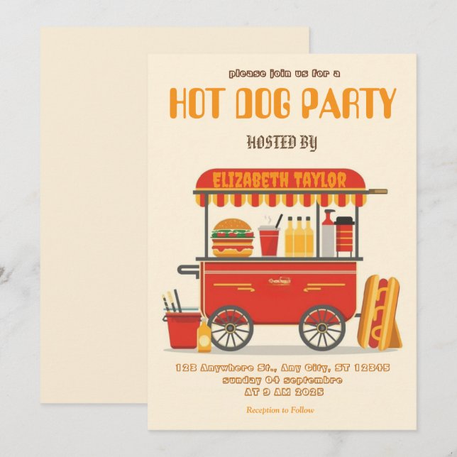 Hot Dog Party Invitation – Fun Food Celebration (Front/Back)