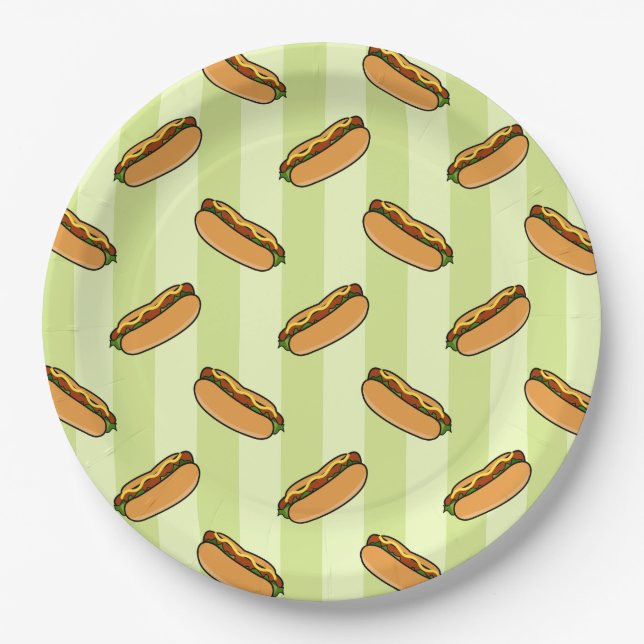 Hot Dog Pattern Paper Plates (Front)