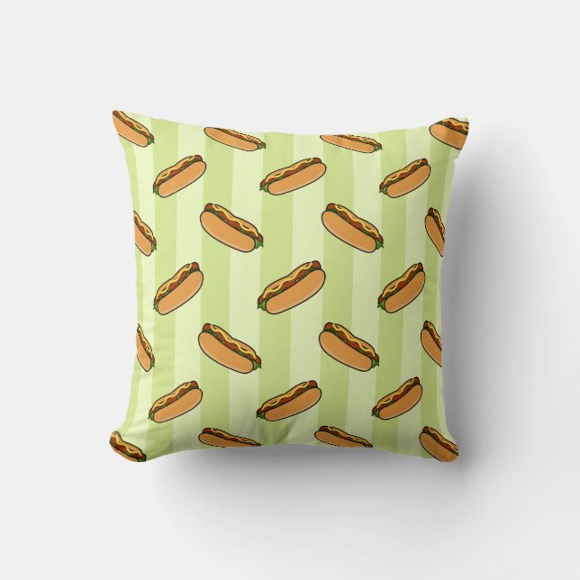 Hot Dog Pattern Throw Pillow (Front)