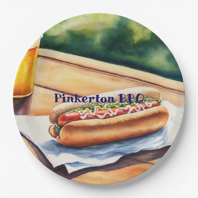 Hot Dog Personalized Paper Plates (Front)