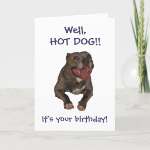 Hot Dog Pitbull Birthday Card