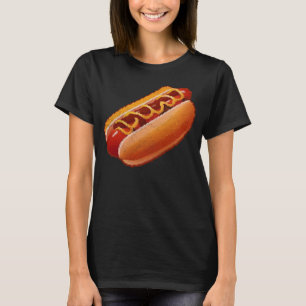 Hot Dog Pixel 8 bit Retro Hungry Byte Grilled Food T-Shirt