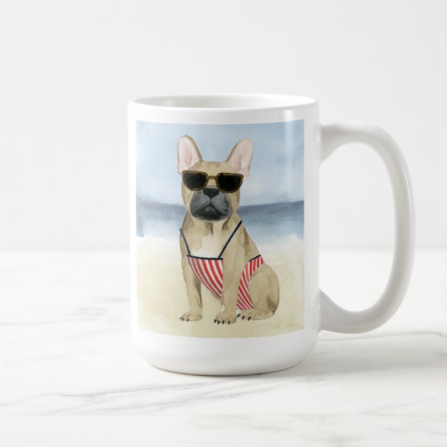 Hot Dog | Puppy In Sunglasses At The Beach Coffee Mug (Right)
