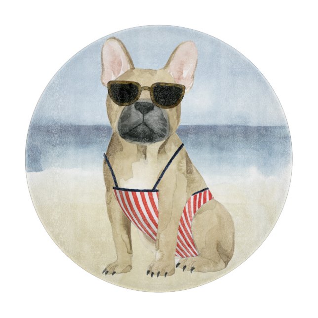 Hot Dog | Puppy In Sunglasses At The Beach Cutting Board (Front)