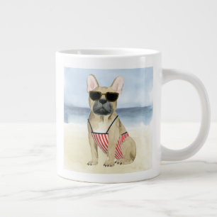 Hot Dog Puppy In Sunglasses At The Beach Giant Coffee Mug