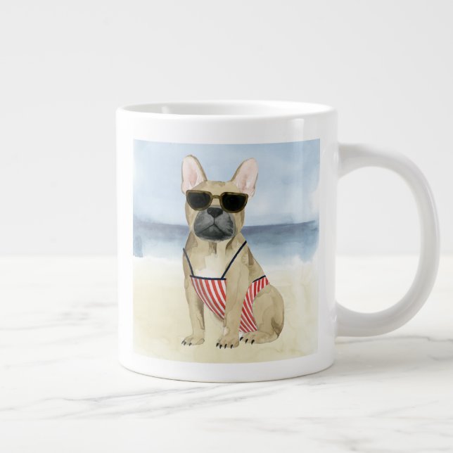 Hot Dog | Puppy In Sunglasses At The Beach Giant Coffee Mug (Right)