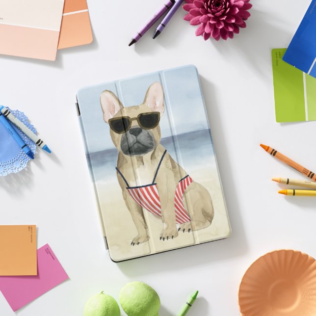 Hot Dog | Puppy In Sunglasses At The Beach iPad Pro Cover (Desk)