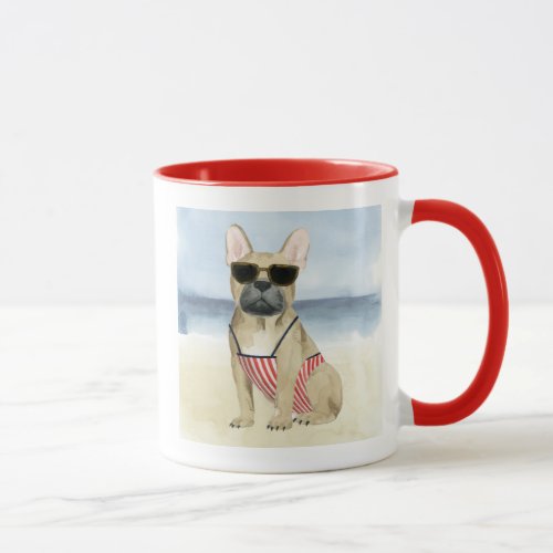 Hot Dog  Puppy In Sunglasses At The Beach Mug