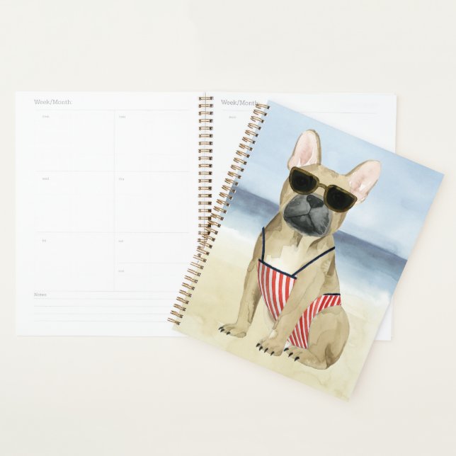 Hot Dog | Puppy In Sunglasses At The Beach Planner (Display)
