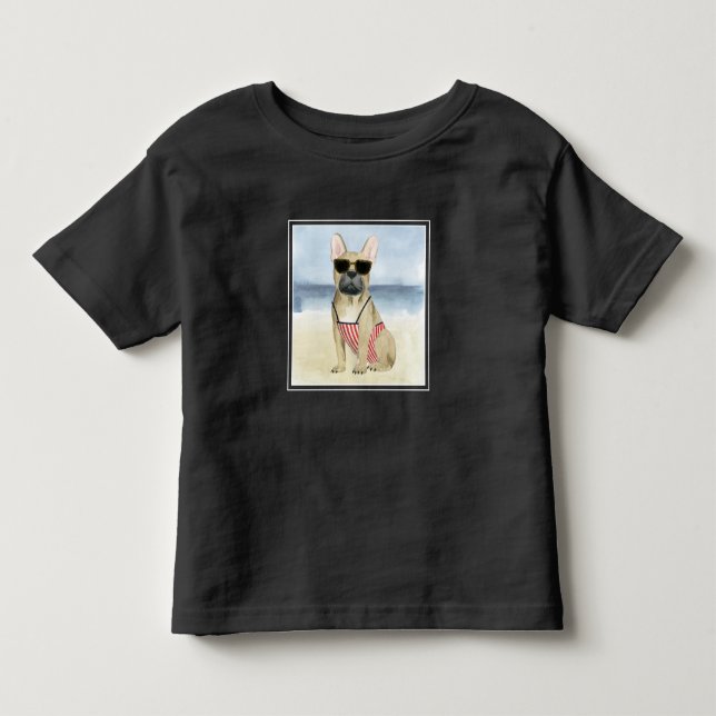 Hot Dog | Puppy In Sunglasses At The Beach Toddler T-shirt (Front)