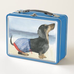 Hot Dog   Puppy In Swimming Trunks Metal Lunch Box