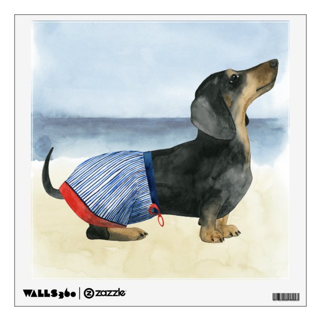 Hot Dog | Puppy In Swimming Trunks Wall Decal (Front)