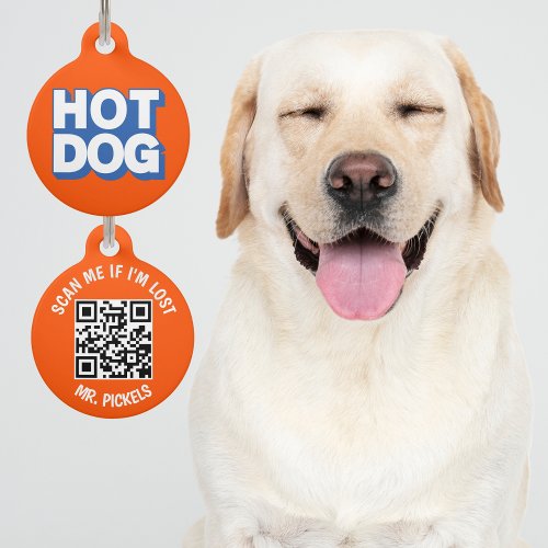 Hot Dog QR Code Lost Pet ID Tag