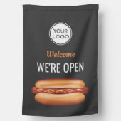 Hot Dog Restaurant Business Custom Logo We're Open House Flag (Back)